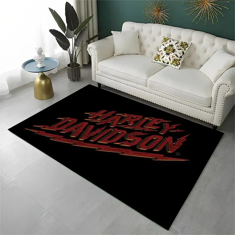 Retro H-Harleys Racing Moto Non-Slip Area Rug for Living Room,Bedroom,Playroom,Soft Carpet Floor Mat Home Decor Rug Kids Room view 5
