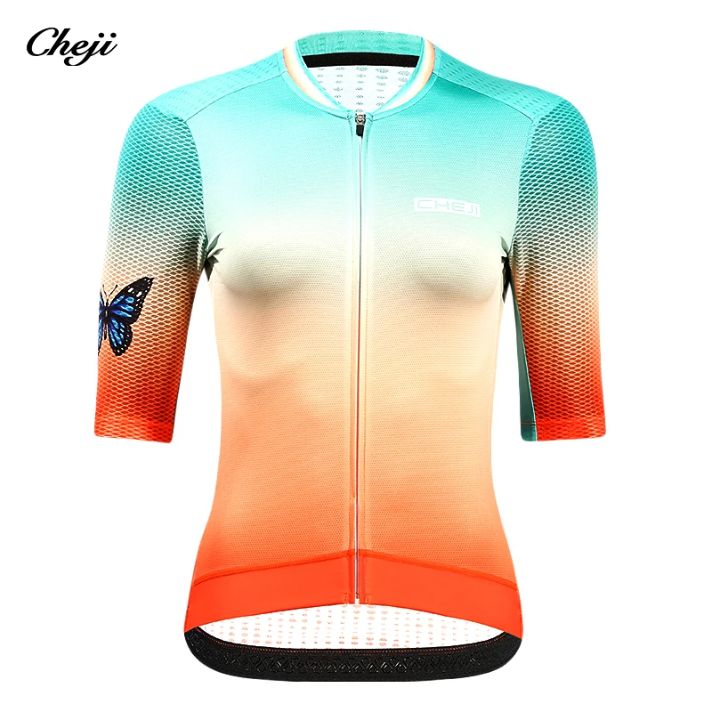 CHEJI Cycling Jerseys Women\'s Cycling Jersey Summer Short Sleeve Top High Quality Fabric Quick Drying  Sports Breathable Summer