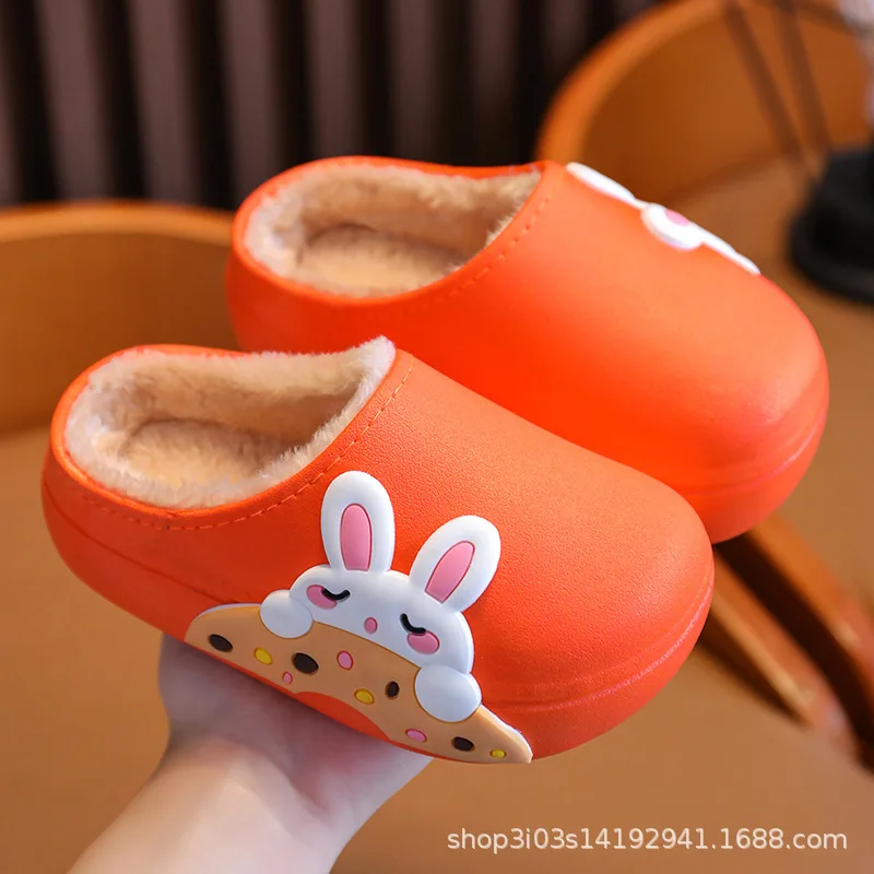 

New Winter Boys Girls Warm Waterproof Casual Shoes Kids Non-Slip Plush Home Shoes Casual Shoes Children Cartoon Cotton Slippers