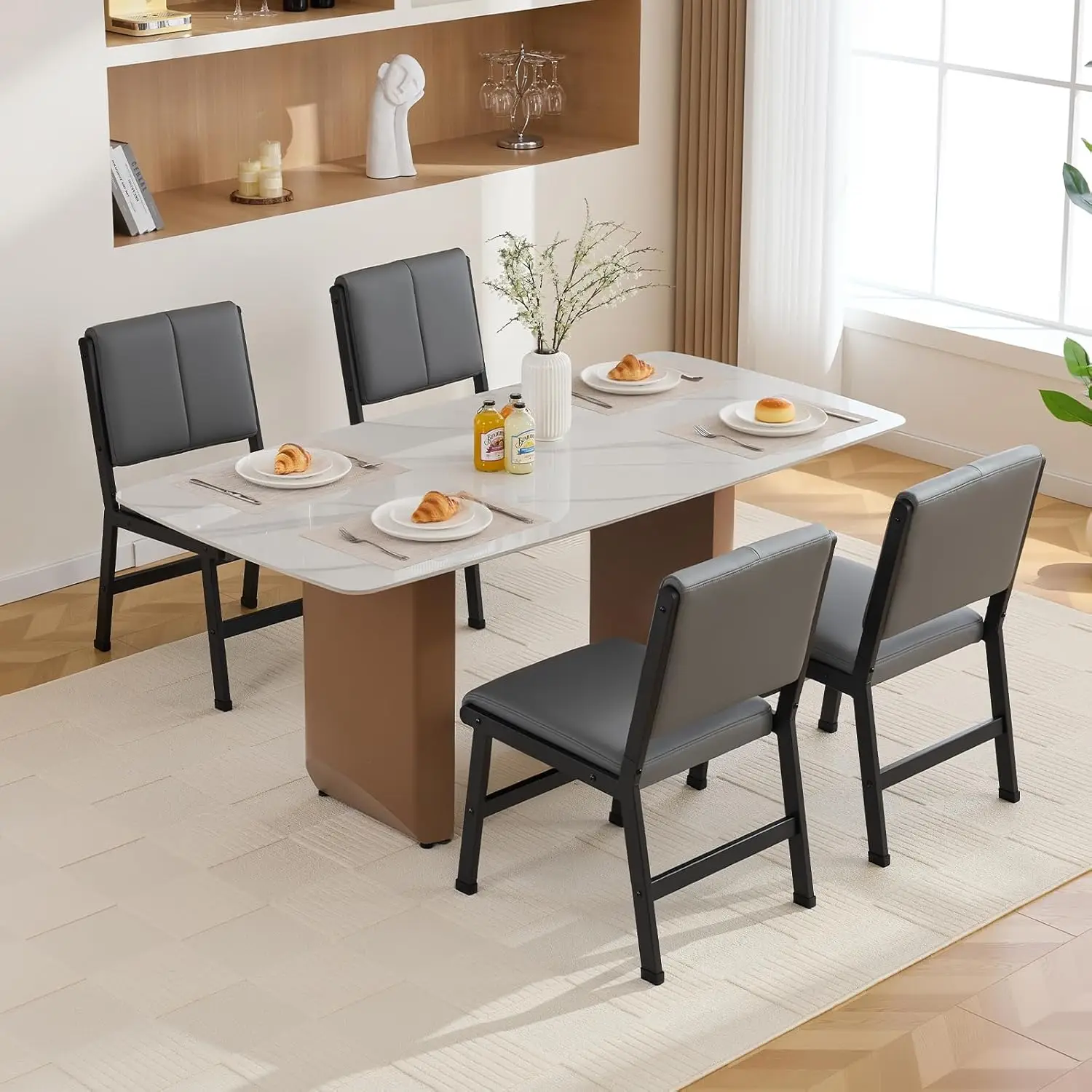 

Modern Dining Chairs Sets, Ergonomic Breathable Fabric & Metal Frame Chairs with Soft Padded Seat and Sturd, for, Customized