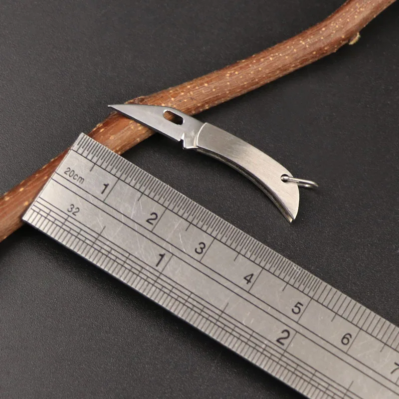 Imagem -03 - Mini Lâmina de Faca Artesanal Chaveiro Bolso Dobrável ao ar Livre Caixa Aberta Pequena Faca com Suspensão Aço Inoxidável Novo