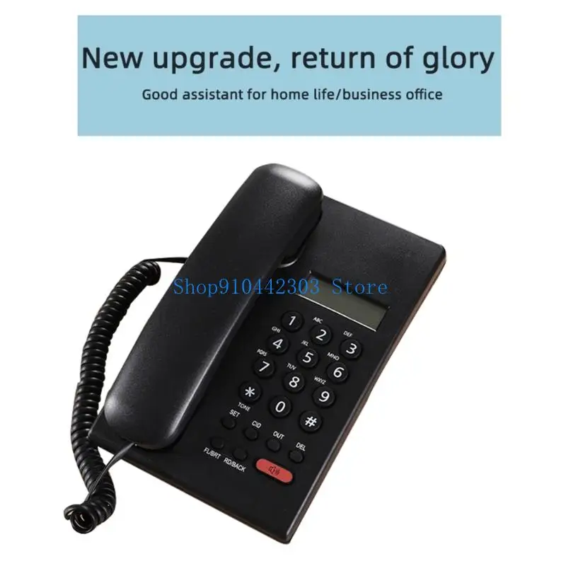 L4MD Corded Telephone Desktop House Phone Seniors Caller Big Button Integrated Telephone for Home Office Guest Room