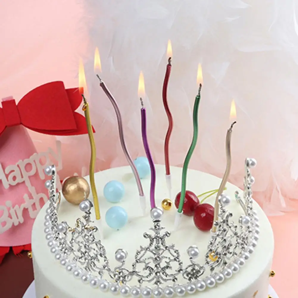 Lightweight 6Pcs/Set Innovative Wedding Decoration DIY Color Candles Curved Cake Candle Corrosion-resistant   for Party