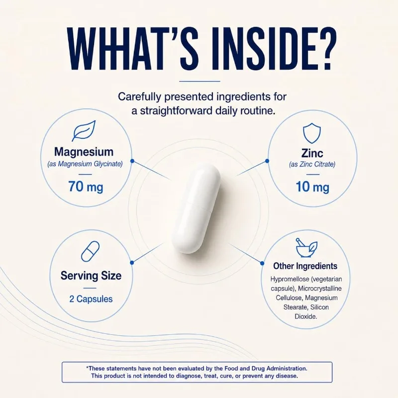 Magnesium Zinc Capsules with Dual Mineral Complex, 60 Veg Capsules