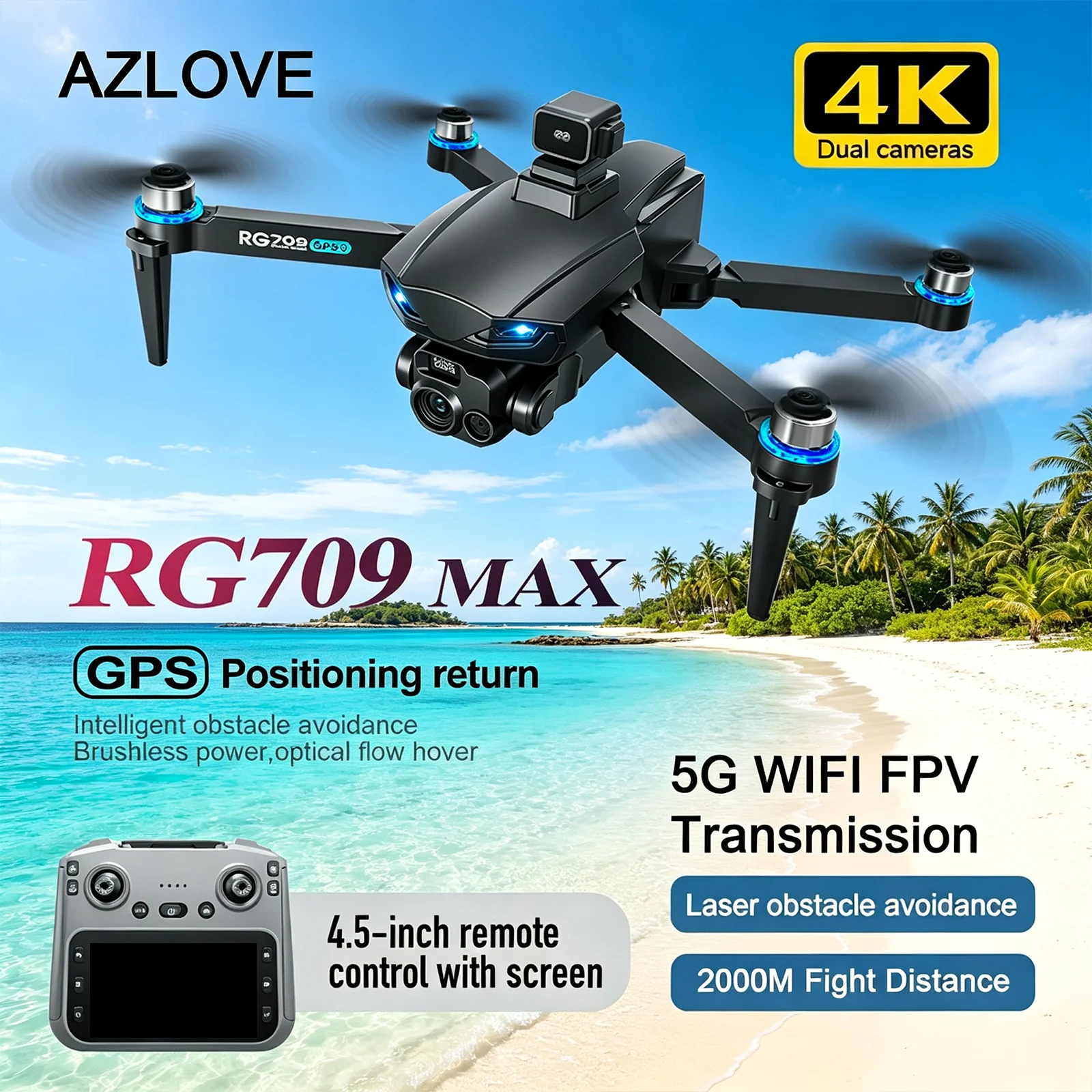 New RG709 PRO GPS Drone 4K Professional Aerial Photography UAV Laser Obstacle Avoidance Foldable RC Quadcopter Security Drone