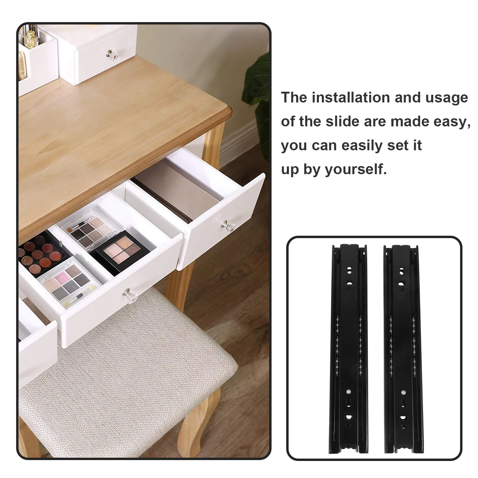 2個入り ヘビーデューティー 引き出しスライド フルエクステンション ボールベアリング キャビネットスライドレール 10インチ ステンレススチール スムーズ引き出しトラックガイド