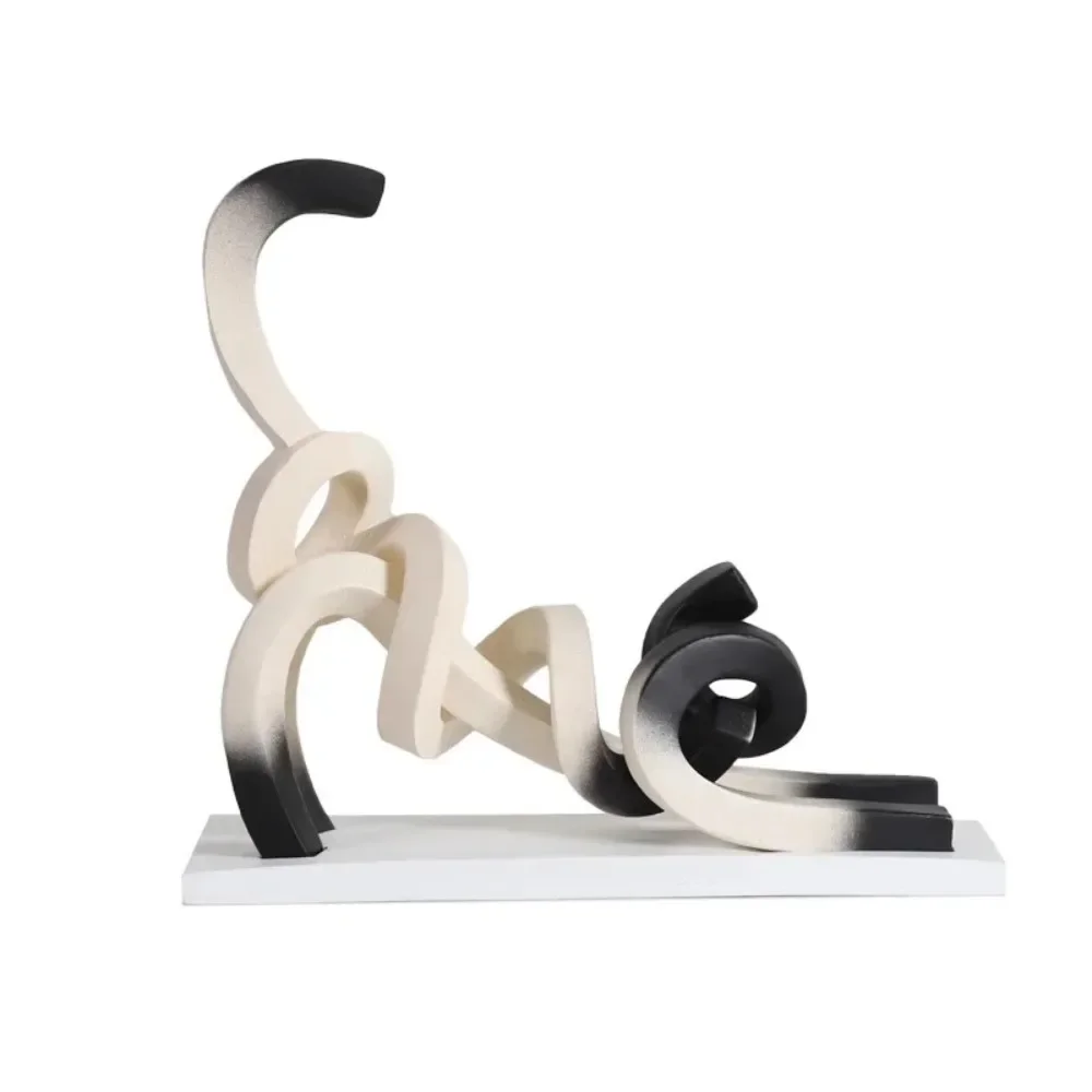 creativity Twisted Line Cat Sculpture Ornaments Desk Decoration Modern Crafts Abstract Animal Cat Statue Room Aesthetics Decor