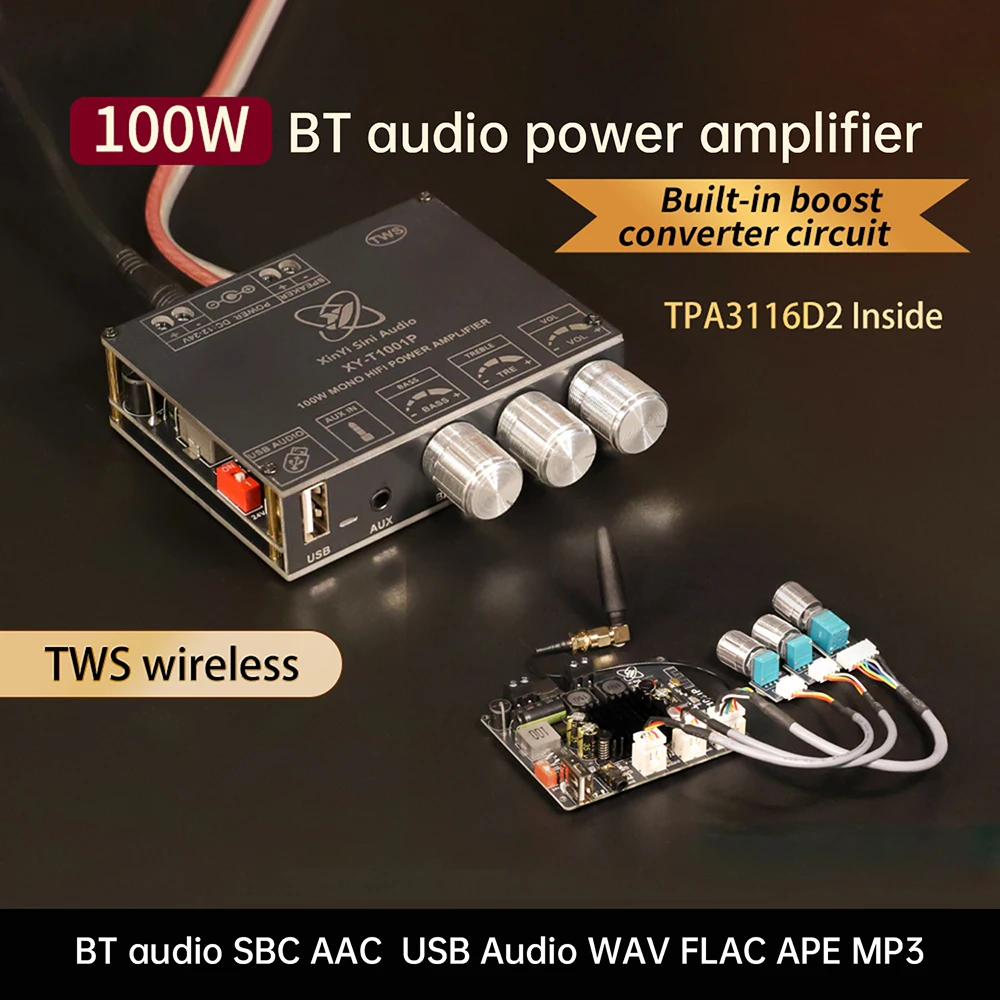 TWS Bluetooth Digitaler Audio-Verstärker Mono 100W TPA3116D2 Soundverstärker AMP-Modul mit App-Steuerung XY-T1001P