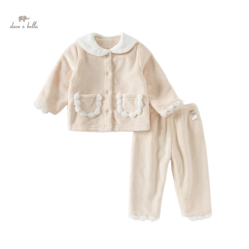 Dave Bella Girls Baby Pajama Set New Autumn Winter Children's Comfortable  Fashion Cute Sweet Indoor Warm DB4243454