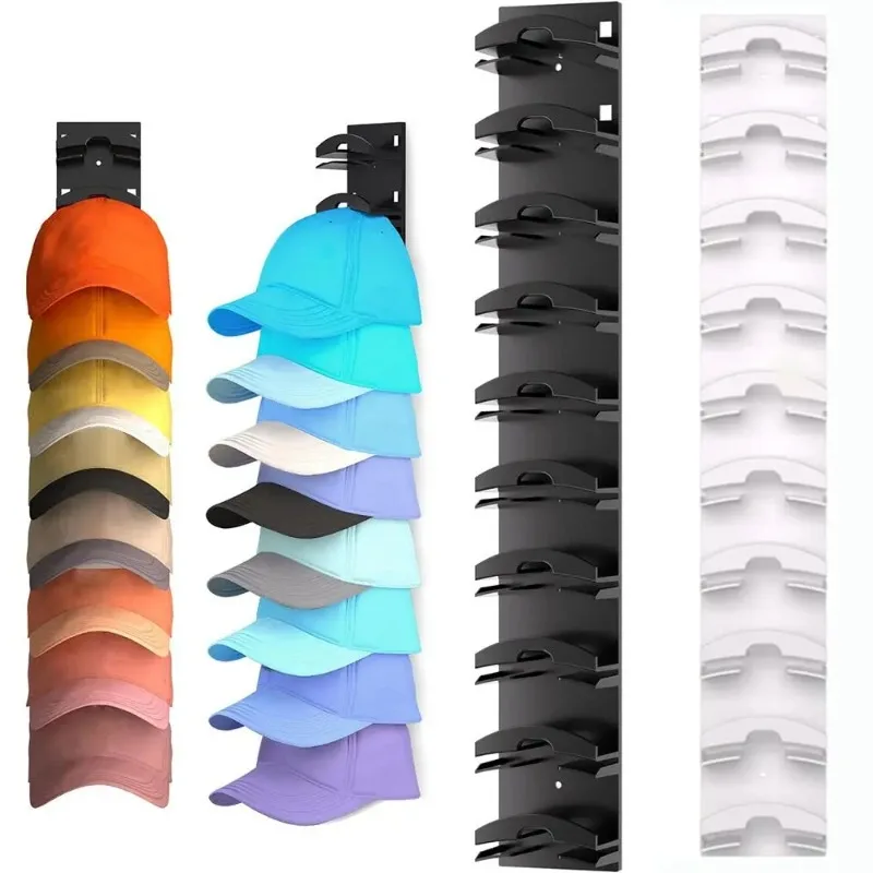 Plastic Hanging Cap Organizer for Door or Closet, Space Saving Baseball Hat Rack, Black/White, 14 Inch view 5