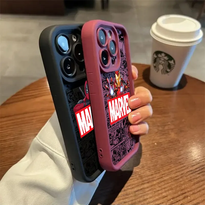 Miękkie silikonowe etui Cartoon Deadpool Spiderman Marvels na iPhone 17 11 15 16 13 Pro Max 14 Plus 12 16 Pro 16E 17AIR