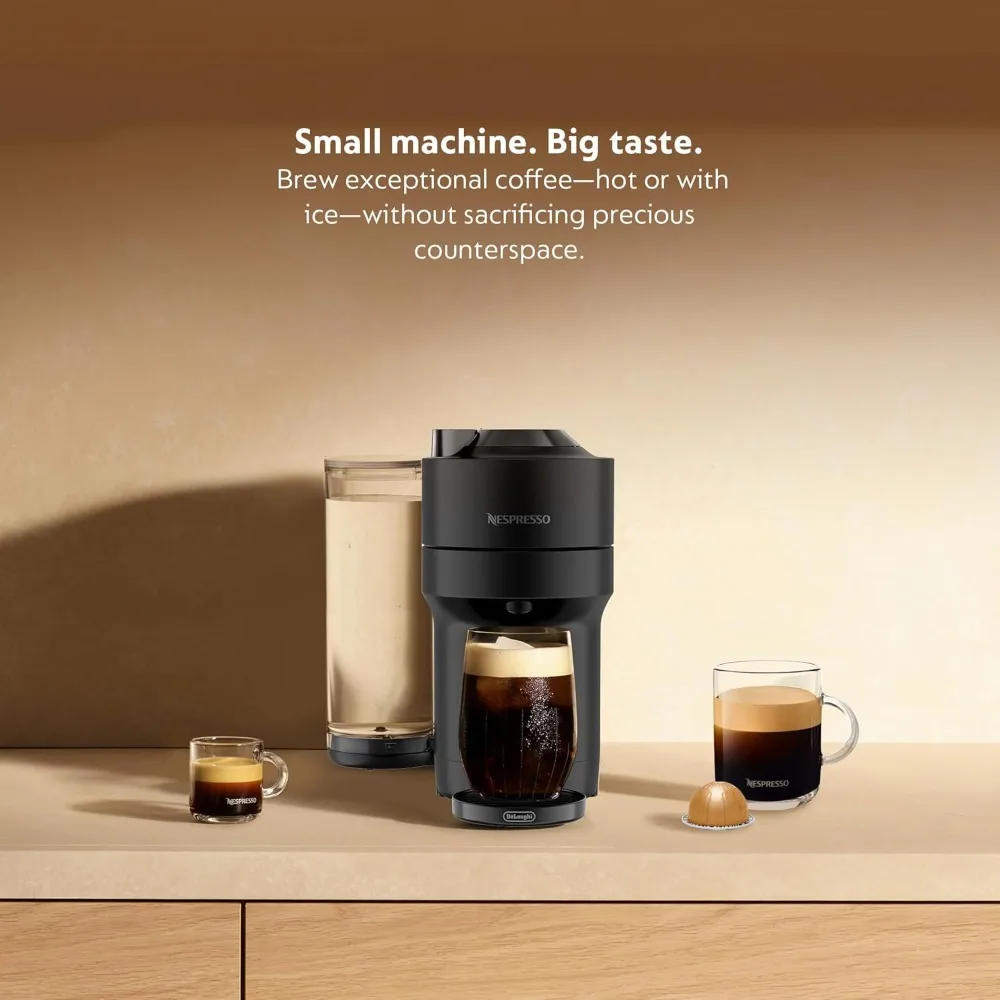 Nespresso Limited-Edition Vertuo Pop+ Coffee and Espresso Maker by De'Longhi, Black Matte with Dark Chrome