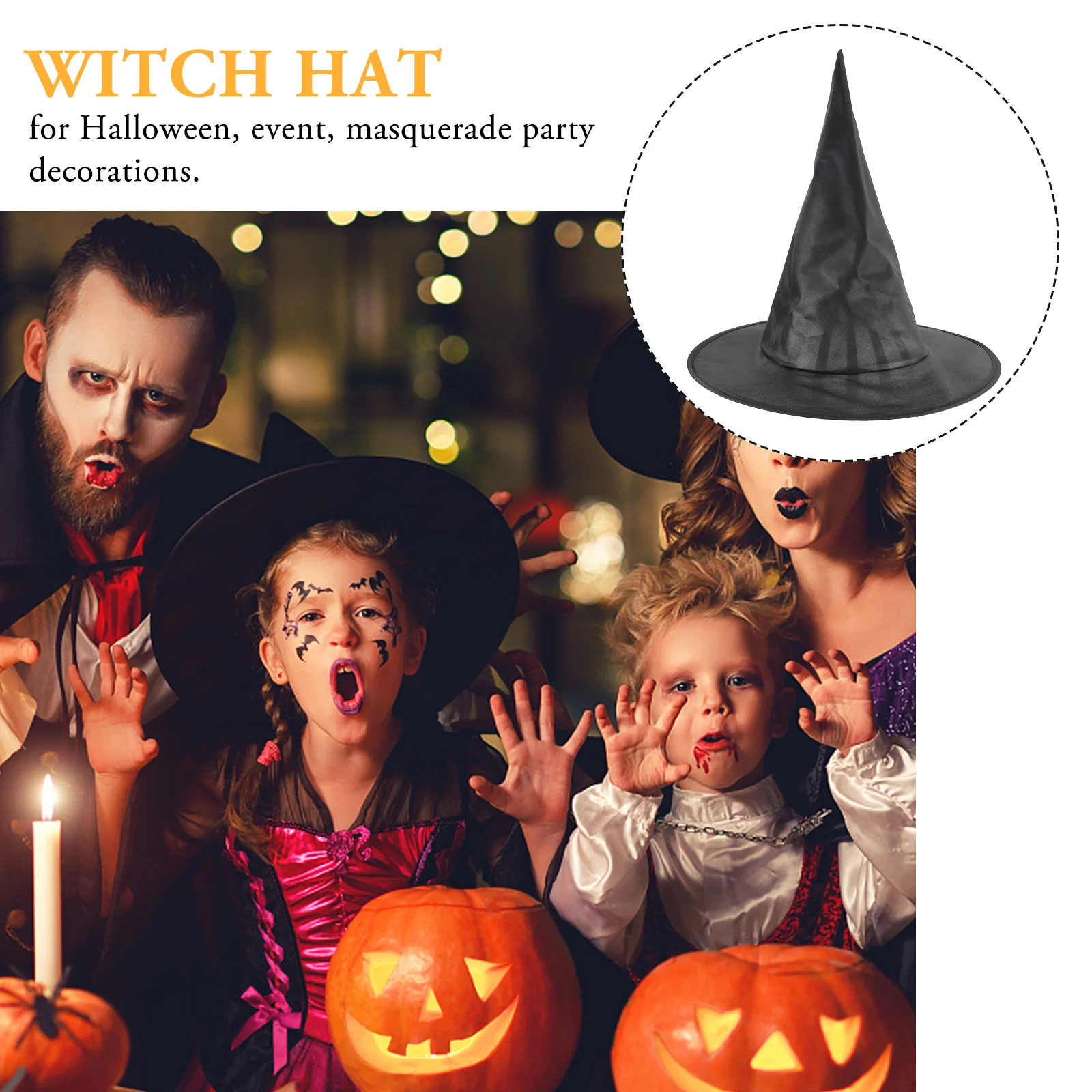 12 Stück Oxford-Stoff-Hexenhüte, leicht, Halloween-Kostüm-Requisiten, Maskerade, Partyzubehör, dekorative Halloween-Party-Hüte