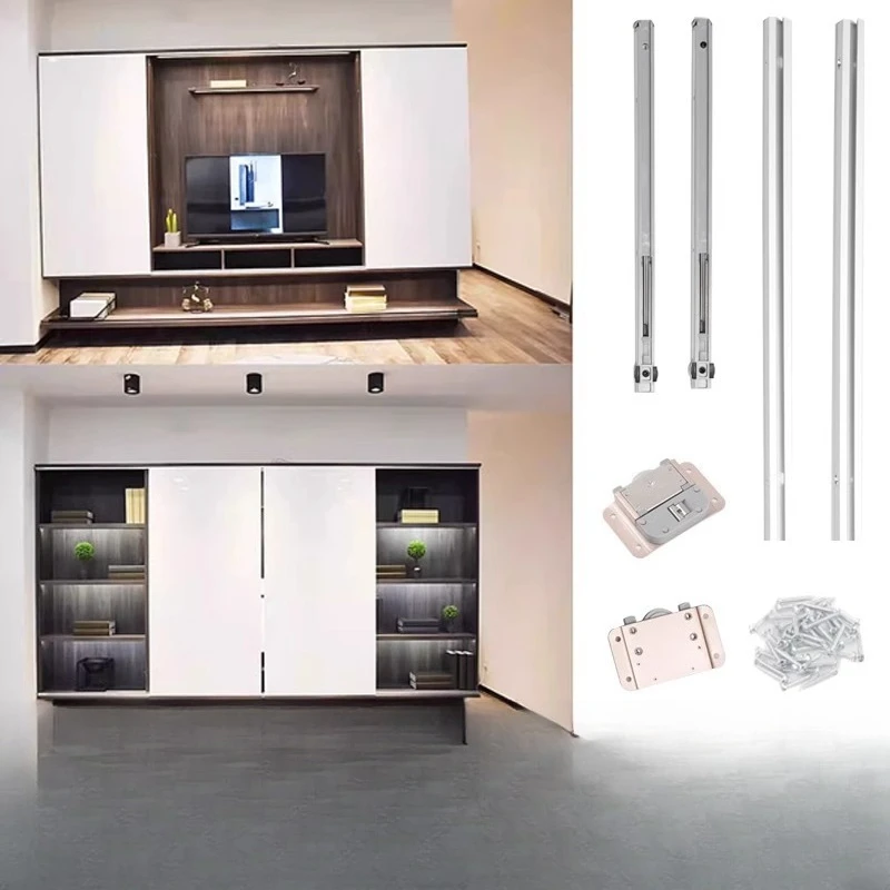 Wardrobe TV cabinet Translation door Slide rail No slotting External hanging door Display cabinet Pulley track Push-pull