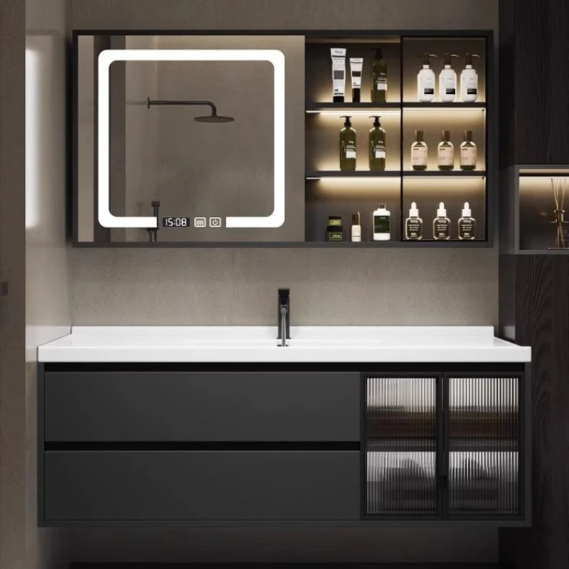 

Modern Minimalist Intelligent Bathroom Cabinet Ceramic Integrated Basin Dresser Storage Washbasin Mobiletto Bagno Stretto