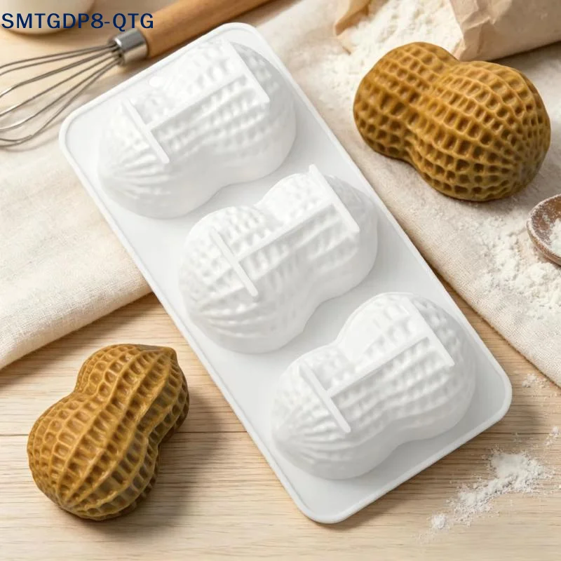 HOT 1Pcs Dessert Baking Tools 3 Cell Peanut/Walnut Design Food Grade Silicone Mousse Cake Chocolate Mold