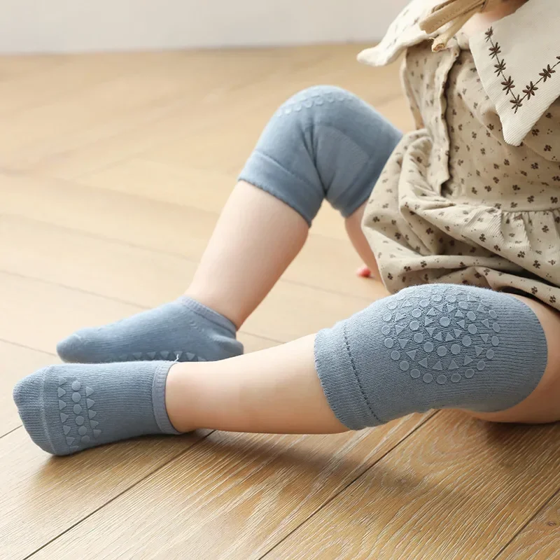 2pcs/lot Summer Baby Knee Pads Socks Set Anti Slip Socks Kid Crawling Safety Floor Socks Knee Protector for Girls Boy