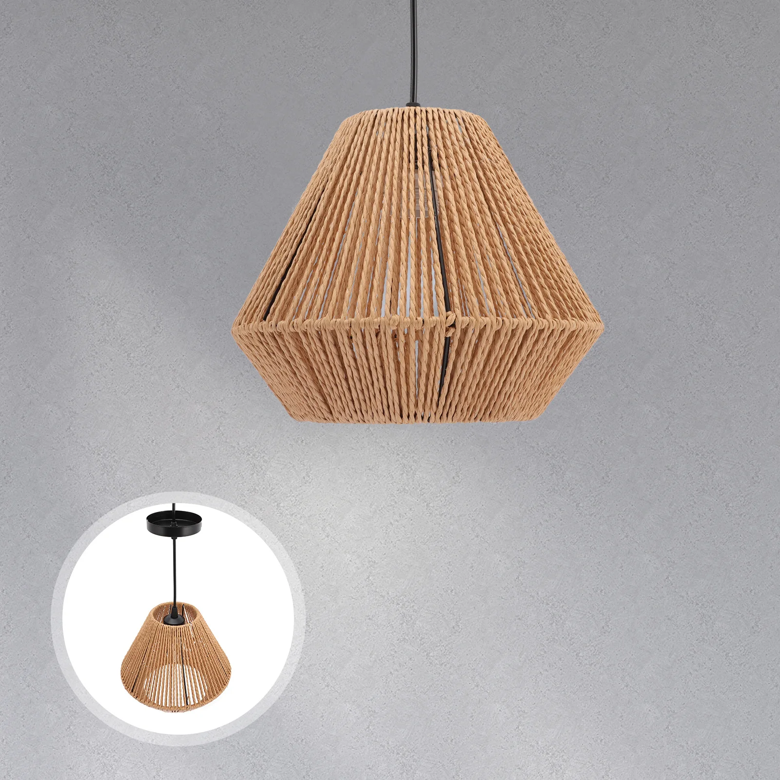 الروطان قلادة تركيب المصابيح الإبداعية الخوص مصباح السقف لغرفة المعيشة غرفة نوم مكتب إضاءة ديكوريّة المنزل #6