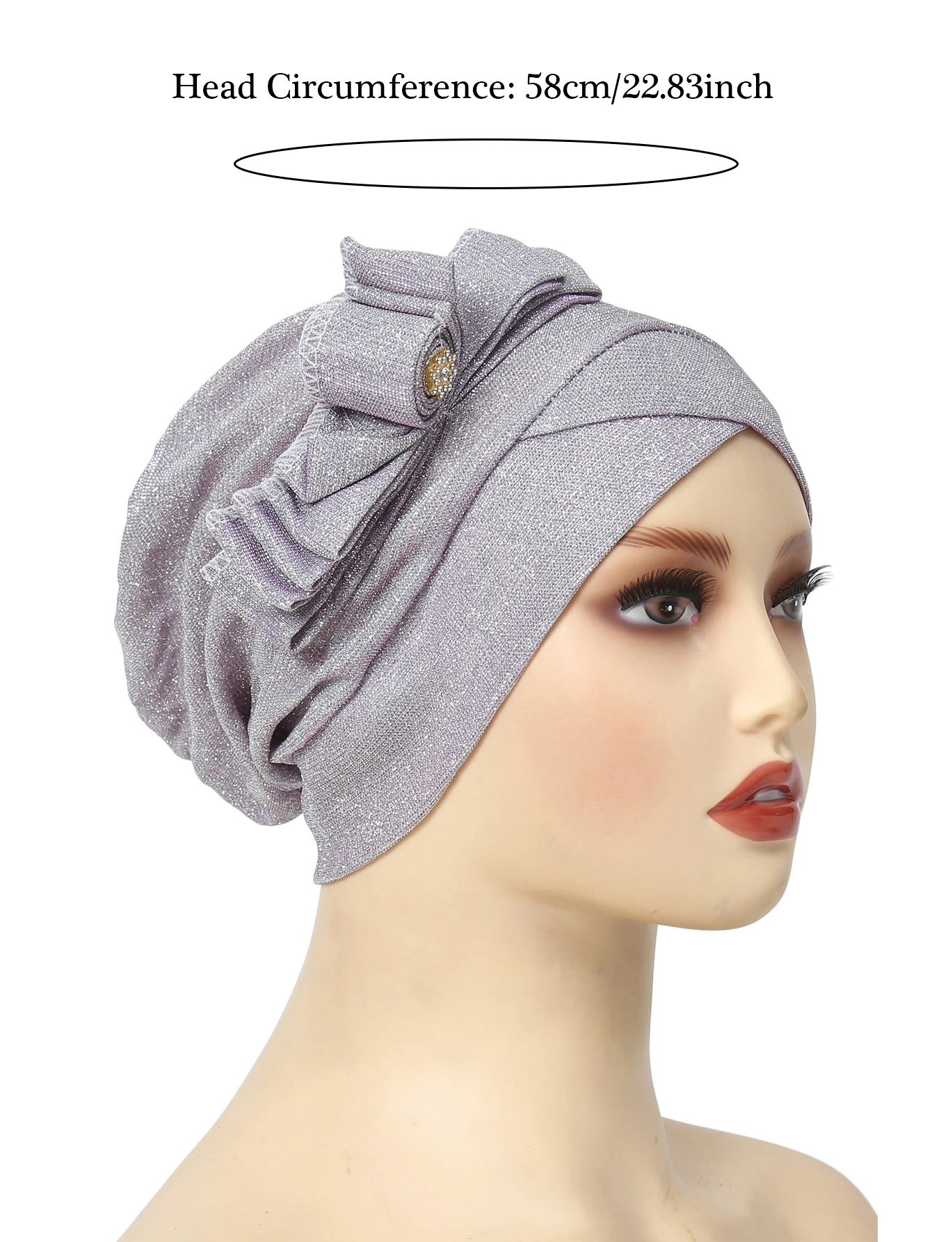 Ramadan Women Muslim Hijab Caps Wrap Head Shining Flowers Turban Bonnet Fashion Ladies Headdress Wearable