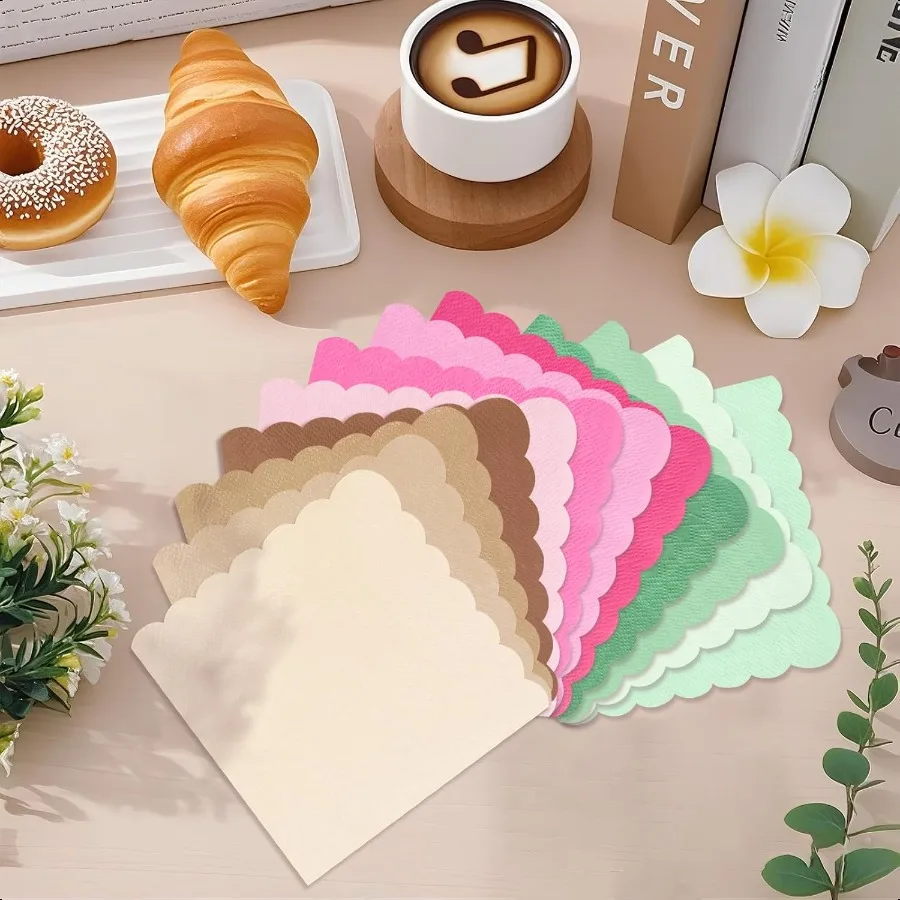 Tovaglioli per cocktail party marrone sfumato da 120 pezzi Tovagliolo di carta Dert per bevande smerlate marroni sfumate per matrimoni di compleanno