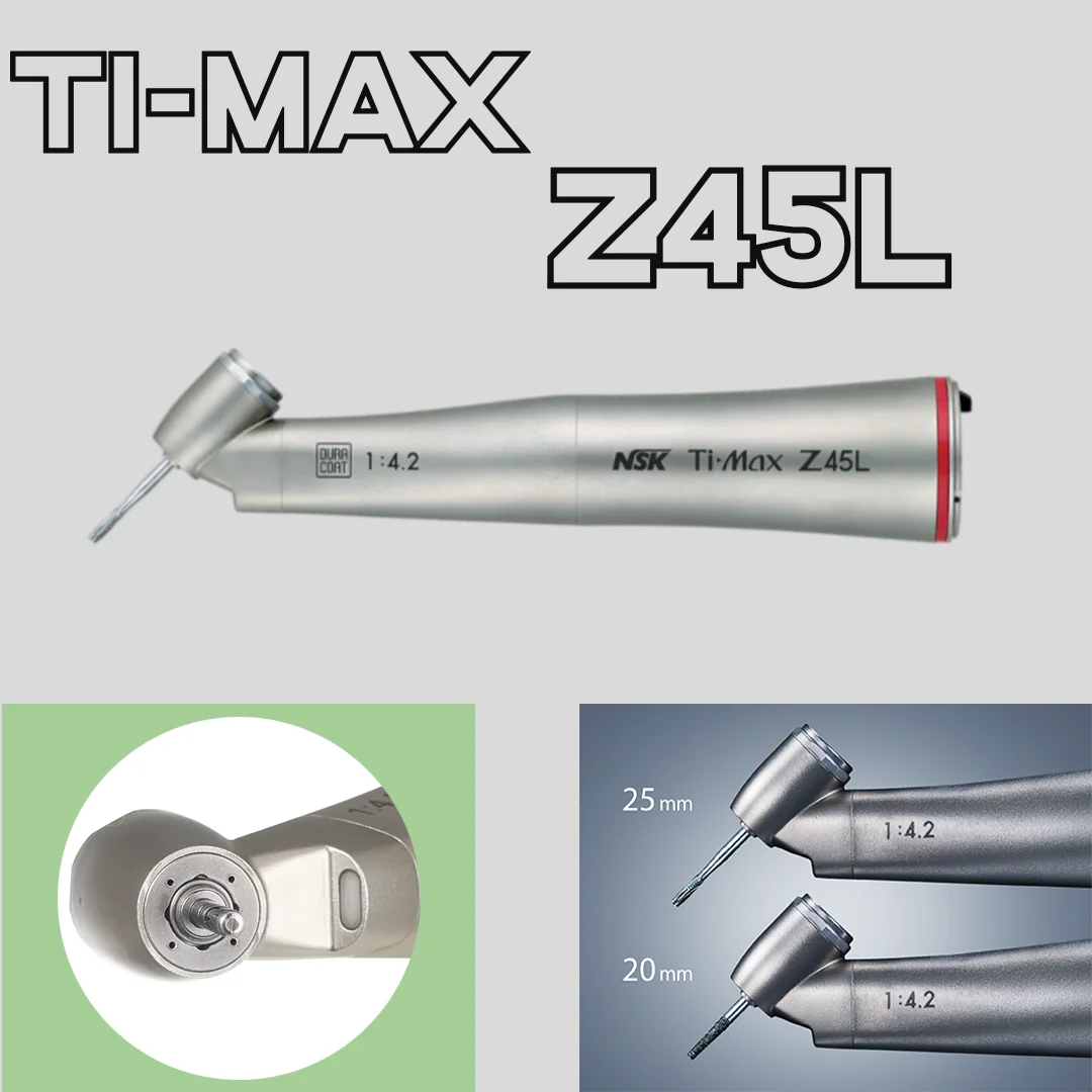 NSK Ti Max Z45L Dental 45 Degree Surgical Handpiece Dentistry 1:4.2 Air Turbine Contra Angle Handpiece Increasing Speed Red Ring