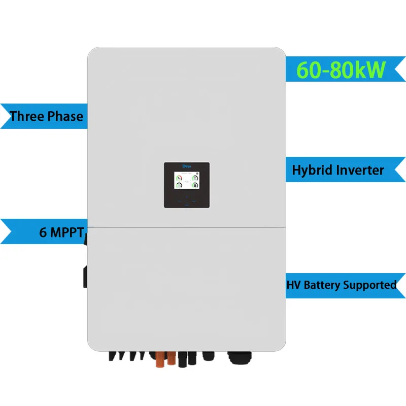 Premium Performance Deye SUN-80K-SG02HP3-EU-EM6 80kW High-Voltage Three-Phase Commercial Hybrid Solar Inverter