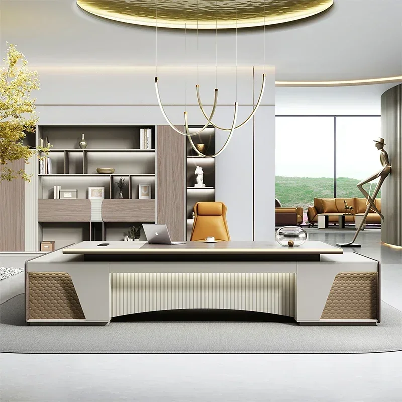 #Computer Desk Tables Room Desks Gaming Table Filing Cabinets DresserLuxury Simple Modern Light President Boss Table Office Desk