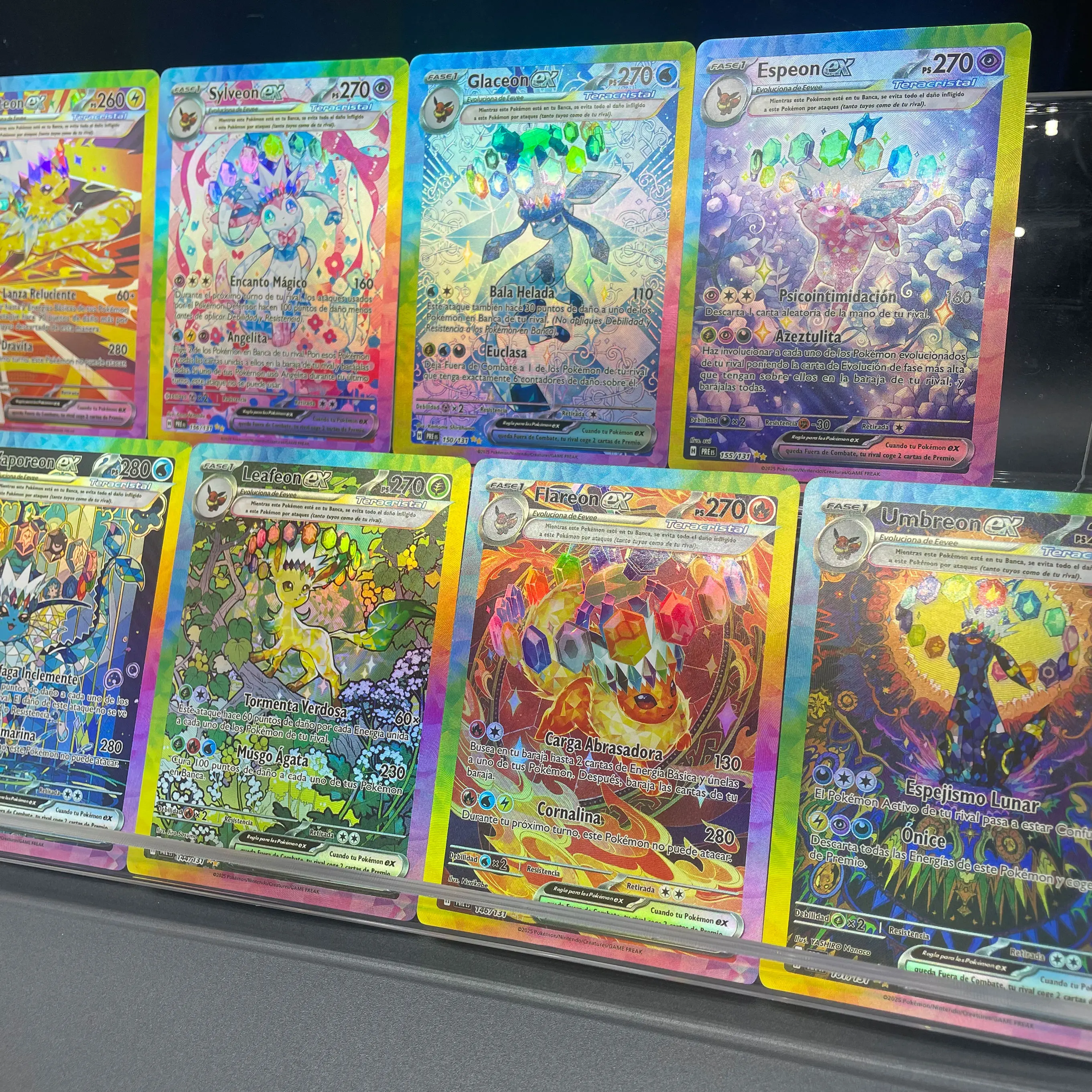 لتقوم بها بنفسك ذاتية الصنع Ptcg Umbreon Eevee Jolteon Glaceon Ex Umbreon Vmax الإسبانية الانكسارية اللون فلاش الملمس جمع بطاقة هدية #3