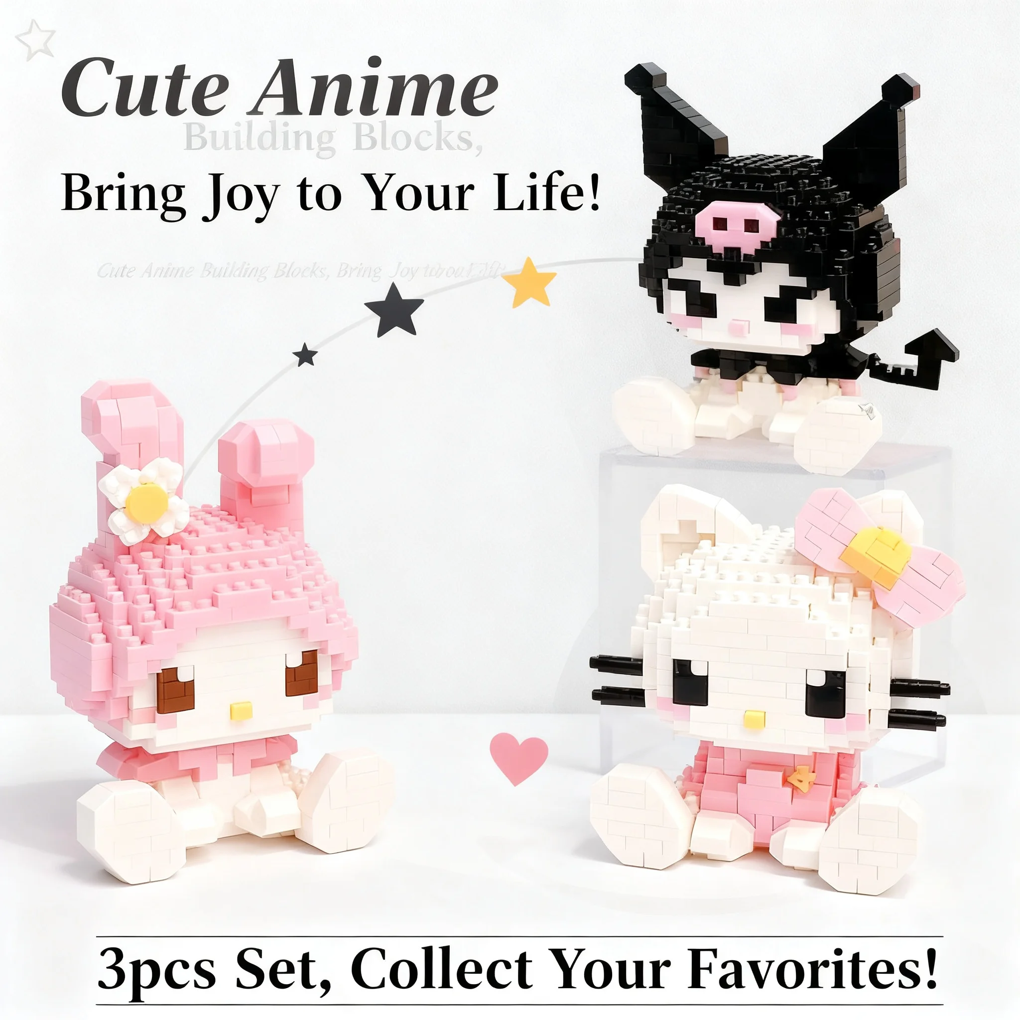 

Sanrio Anime Hello Kitty My Melody Cinnamoroll Pompompurin Kuromi Building Blocks Set for Girls Kids Holiday Christmas