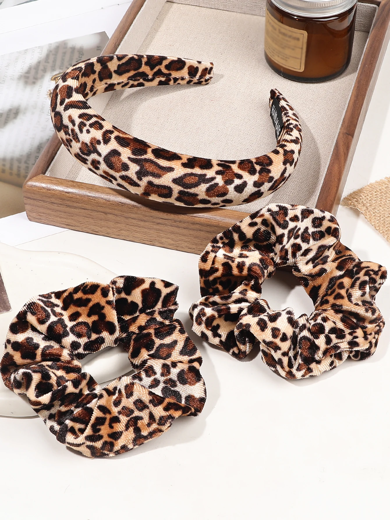 3Pcs Leopard Print Headband Hair Ties for Women Girls,Leopard Print Headband Cheetah Hairband Hair Accessories Head Band Wrap