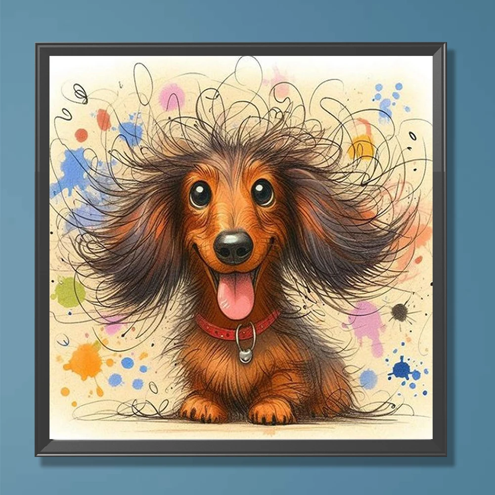 

Paint By Numbers Kit On Canvas DIY Oil Art Dachshund Picture Home Decor40x40cm