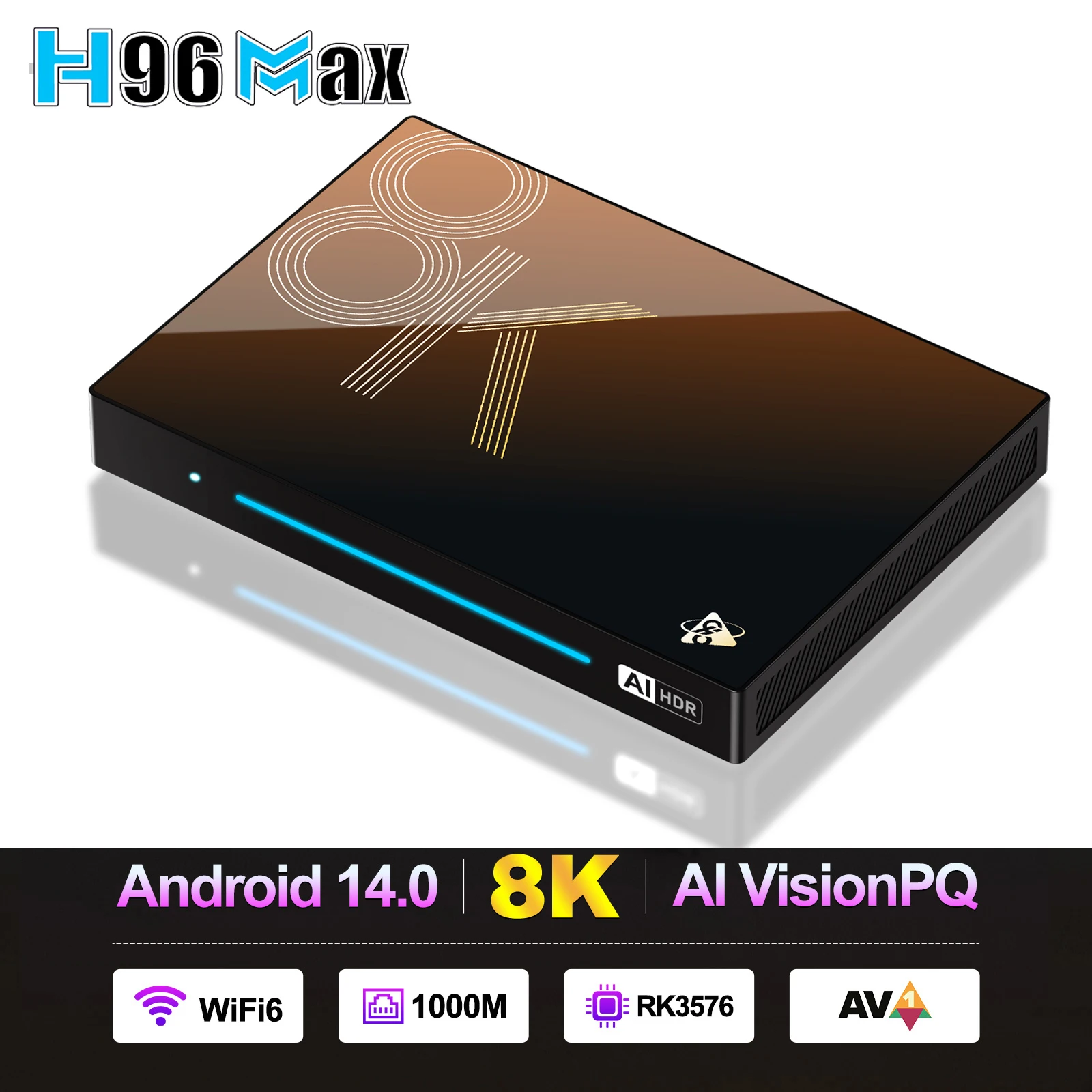 H96 MAX M9S AI Android 14 TV BOX NPU 6TOPS Rockchip RK3576 8-Core 2.4G 5G Wifi6 BT5.4 1000M LAN 8K 4K 120fps 4GB 32GB 8GB 128GB