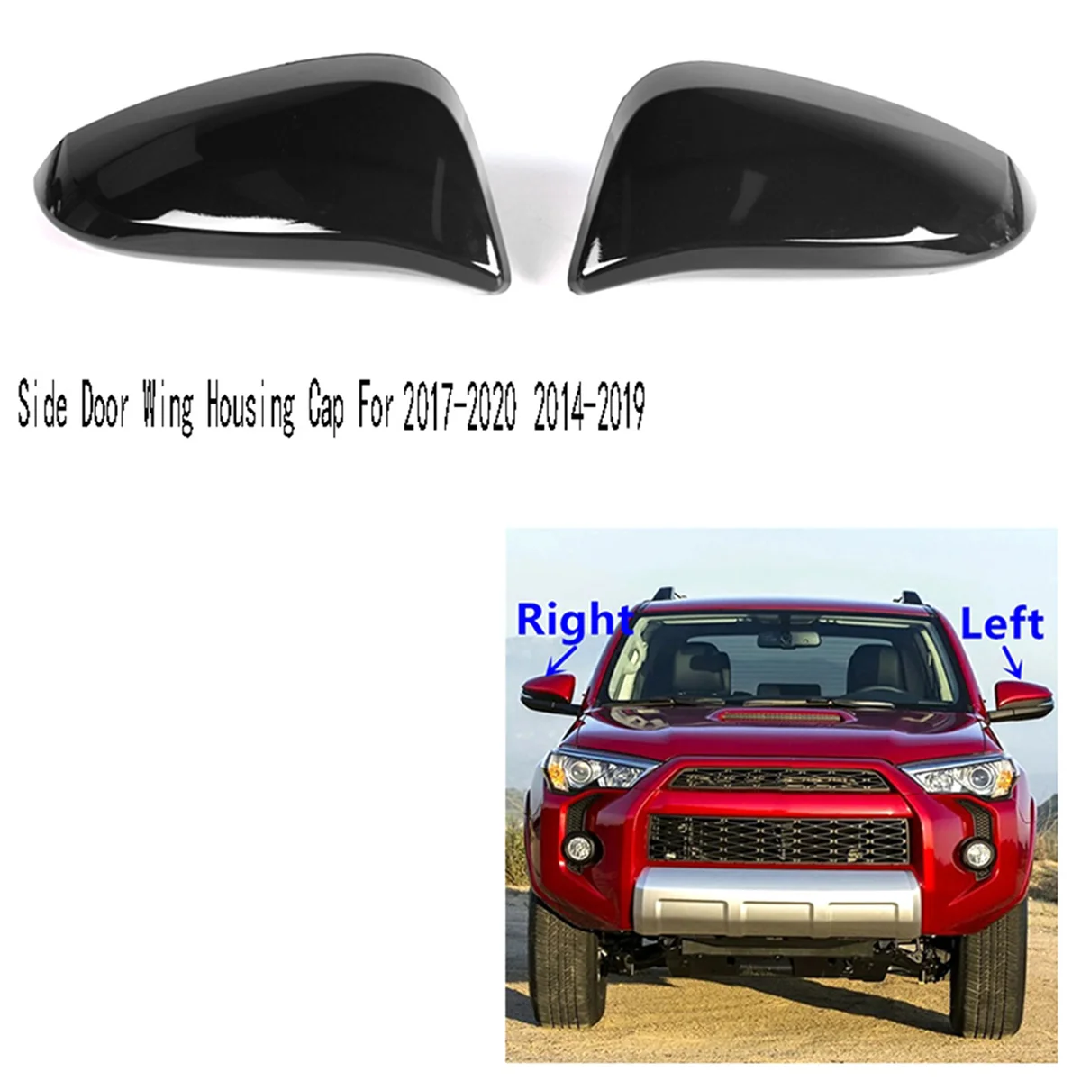 2Pcs Rearview Mirror Cover Side Door Wing Housing Cap for Toyota 4Runner 2017-2020 RAV4 Highlander 2014-2019