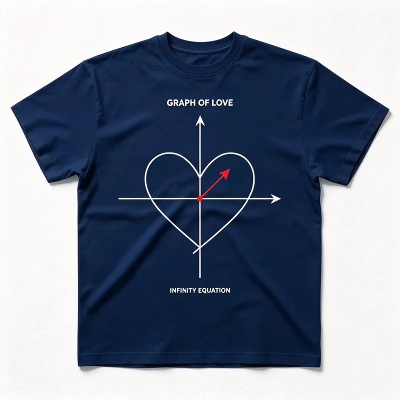 Graph of Love Infinity Equation Graphic T Shirt Math Heart Coordinate Cute Love Casual Short Sleeve Tee Unisex Harajuku Y2k Top