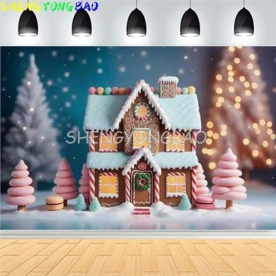 

Christmas Day New Year Party Photography Backdrops Prop Window Living Room Interior Xmas Tree Snow Theme Photo Background FN-58
