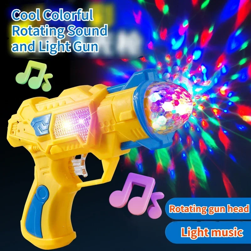 Boy Simulation Toy Gun Colorful Flash Rotating Projection Hand Grab Light Music Interactive Electric Gun Children's Prop Model