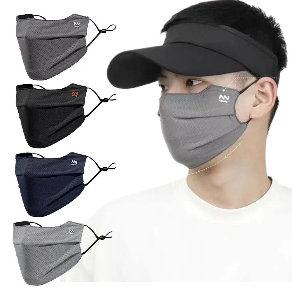 Breathable Ice Silk Face Cover UV Face Shield Washable Reusable Sun Protection Face Mask for Motorcycle Running Riding Exercise