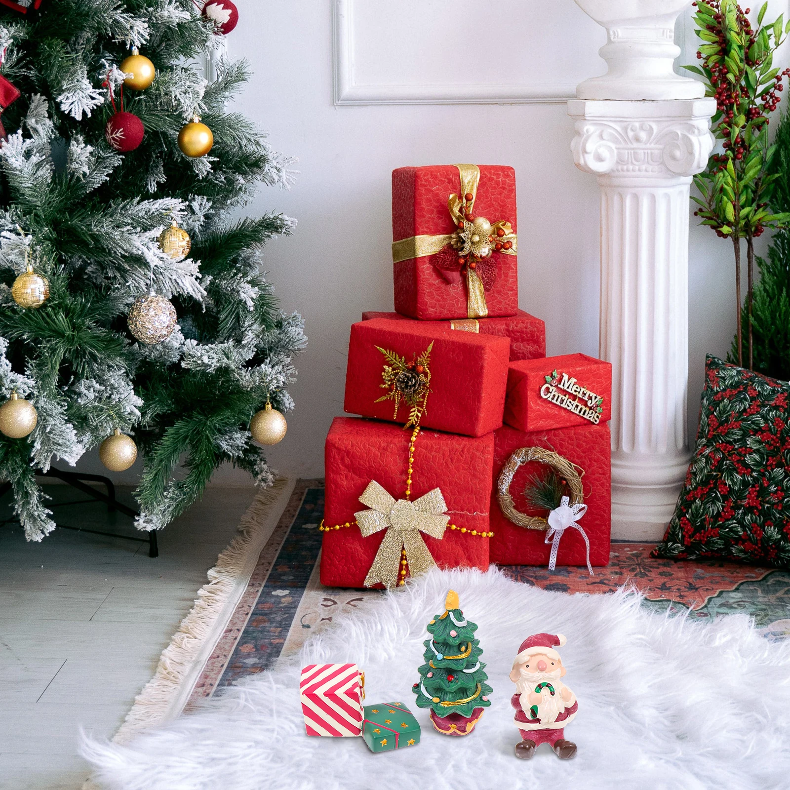 

3Pcs Christmas Resin Craft Decoration Desktop Ornament Xmas Party Decor Home Office Fish Tank Desktop Christmas Decor