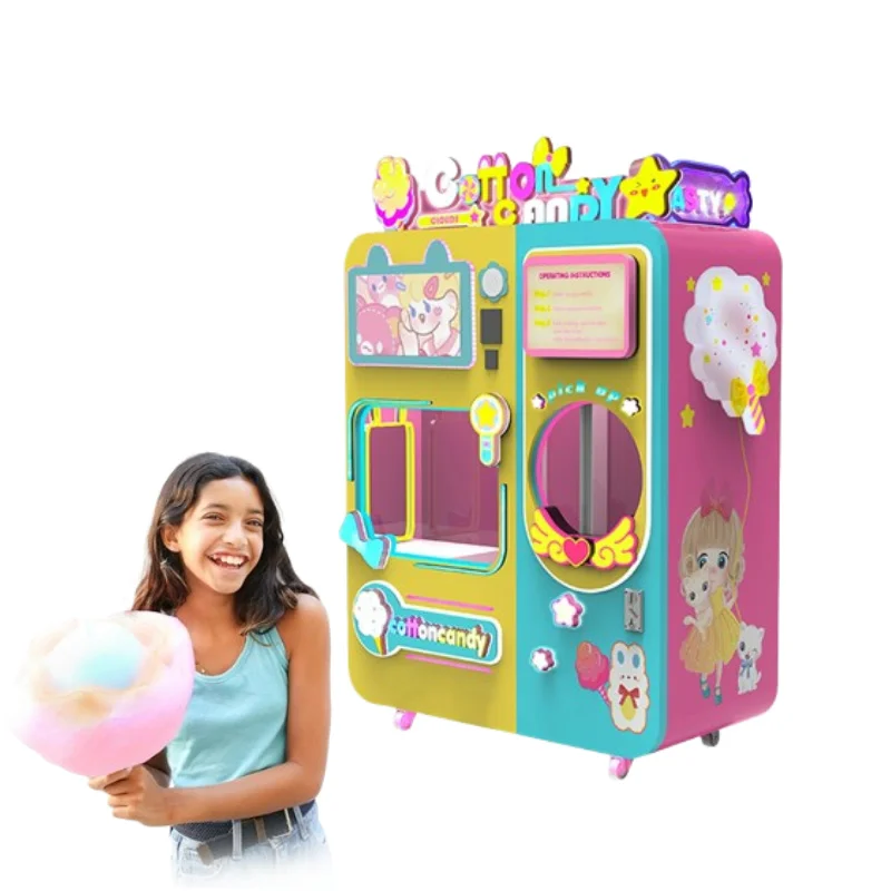 Wholesale Fully Automatic Cotton Candy Machine Commercial Automatic Floss Cotton Candy Vending Machine