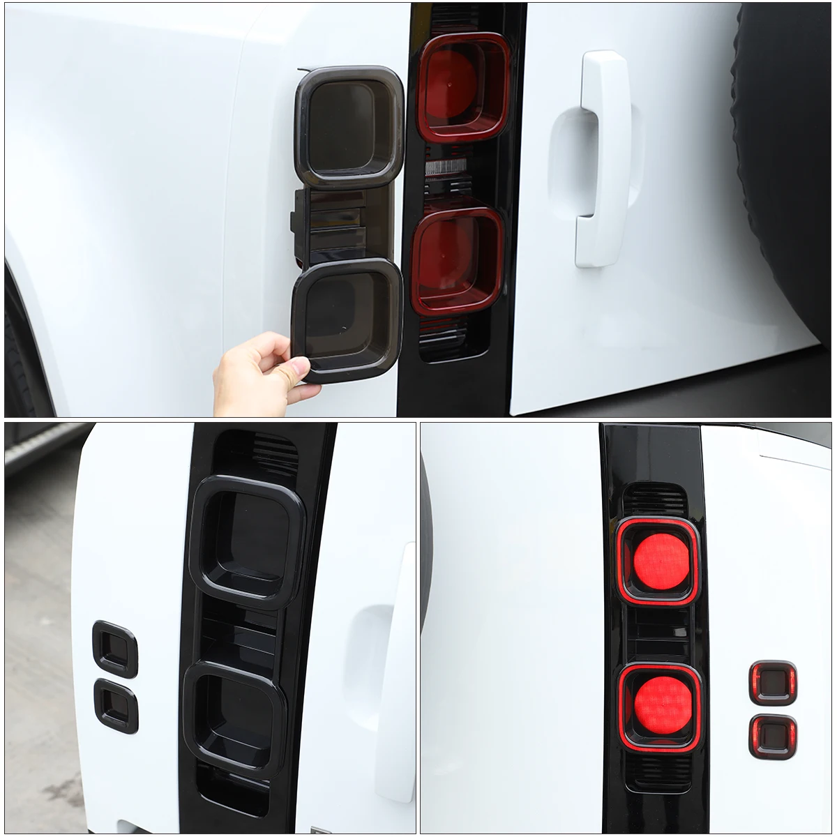 

Для Land Rover Defender 2020-2023 задний фонарь дымчатый корпус задний фонарь противотуманная фара черный декоративный корпус ABS прозрачный серый 6 шт.