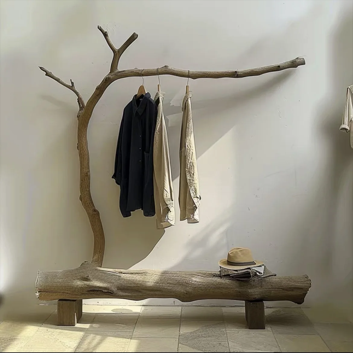 

Wind Coat Rack Log Design Hanging Rack Simple and Practical Bedroom Cloakroom Solid Wood Design Hanging Rack