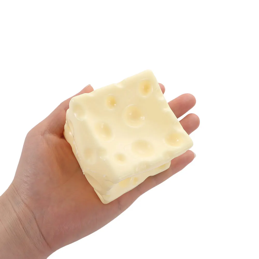 Shapeable Jumbo Cheese Cube Stress Ball Squishy Texture Anti-Stress Cheese Squeeze Fidget Non-Bounce ASMR Sensory Stress