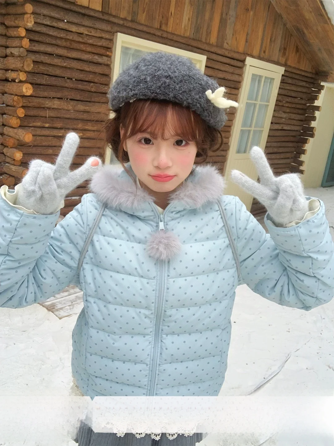 

Sinsingirl Water Color 90 White Duck down Lightweight Polka Dot Blue Ribbed down Jacket Skirt Girl's Fashion Winter Coat
