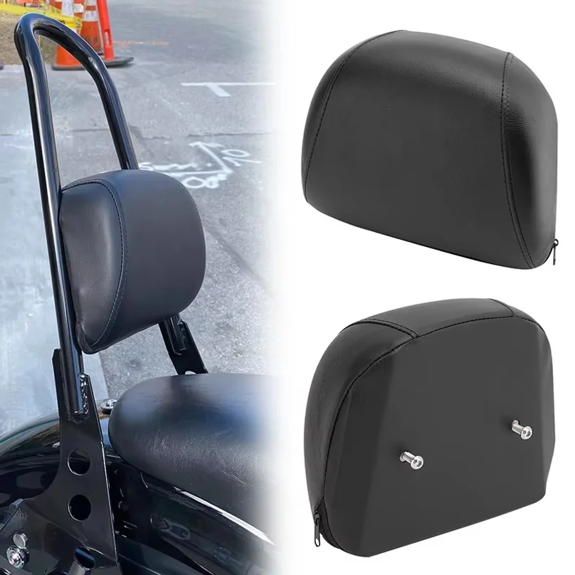 Motorcycle Black PU Leather Sissy Bar Backrest Cushion Back Pad For Harley Sportsters XL883 XL1200 883 1200 48 2004-UP