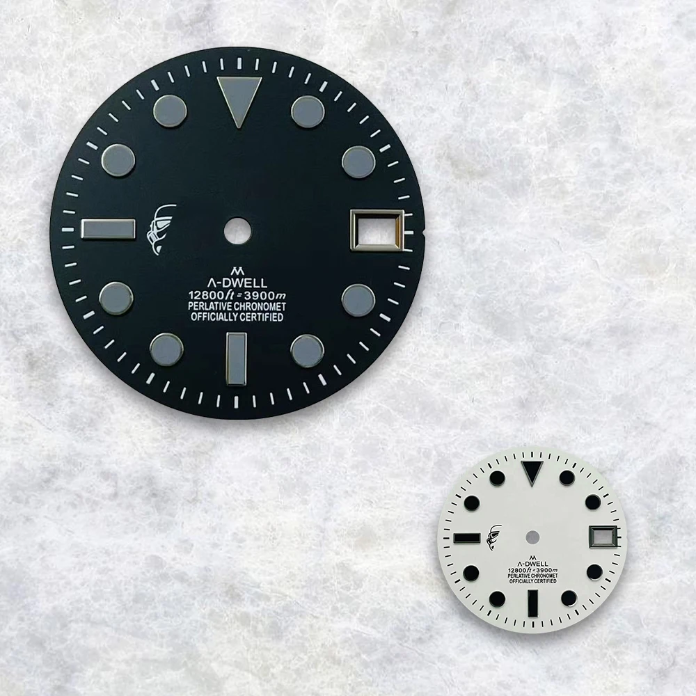 28.5mm S Logo White/Black Dial   Suitable For NH35/NH36/4R/7S Japanese Automatic Movement Watch  Modification Accessories