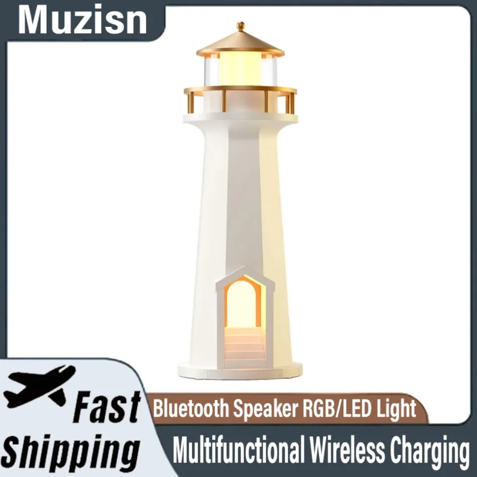 Multi Functional Wireless Charger Bluetooth Speaker RGB/LED Light For iPhone 17-12 Pro Samsung Xiaomi Lighthouse Fast Charging