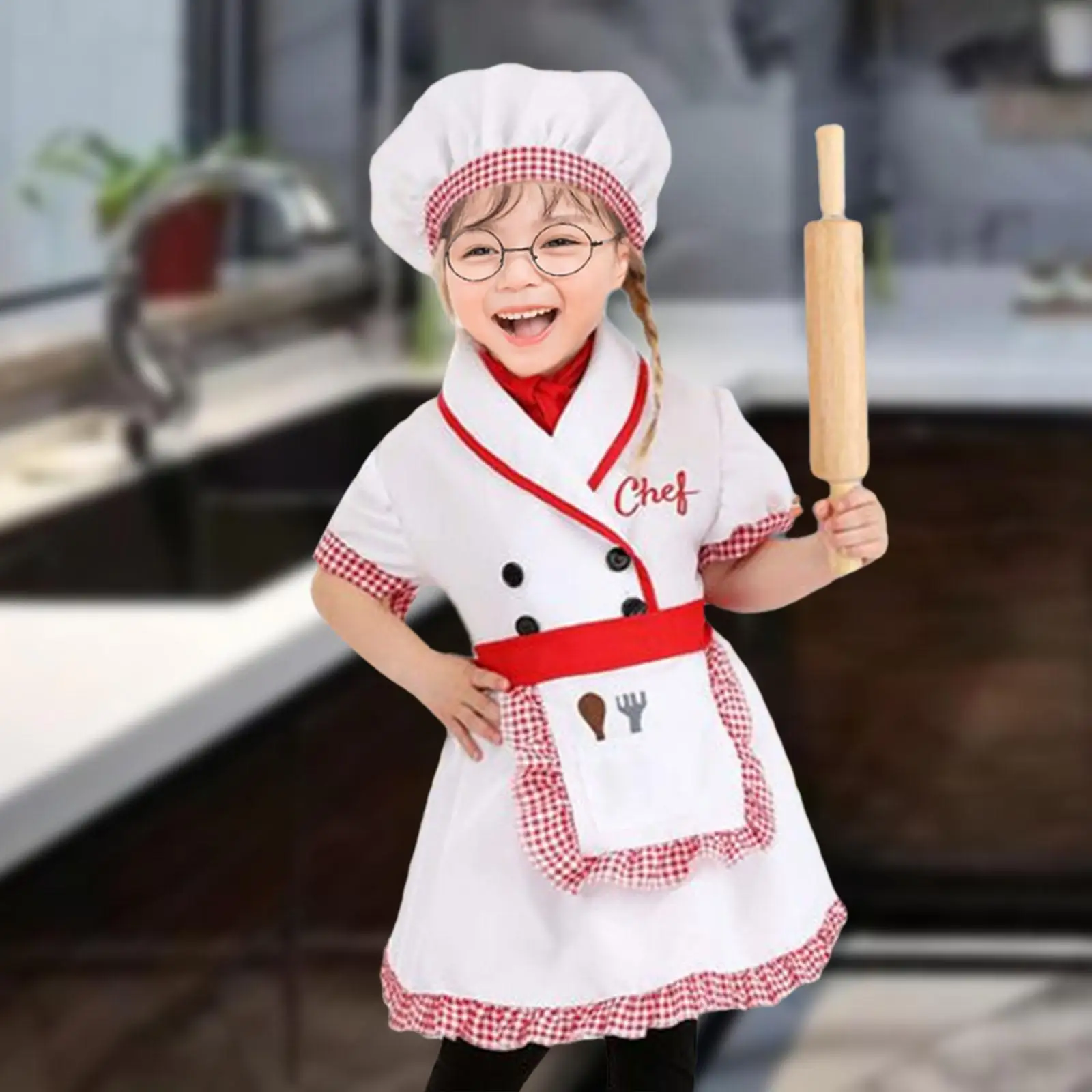 Strój szefa kuchni dla dzieci, zabawny i uroczy, akcesoria kuchenne dla dzieci na imprezy tematyczne, przebrania, maskarady, odgrywanie ról szefa kuchni.