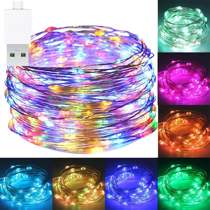 

1m/2m/3m/10m Copper Wire USB/Battery Box Garland LED Wedding Decoration for Home Fairy Garland for Party Ornaments String Light