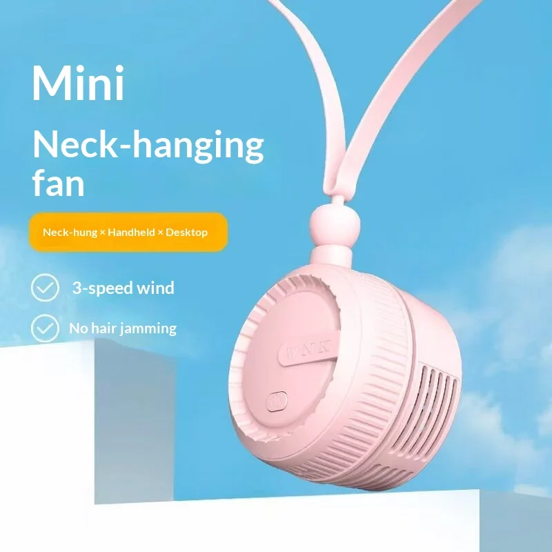 

Portable Ne ck Hanging Fan Foldable Mini Hands Free Usb Rechargeable Strong Wind Personal Fan For Outdoor Travel Office Desktop