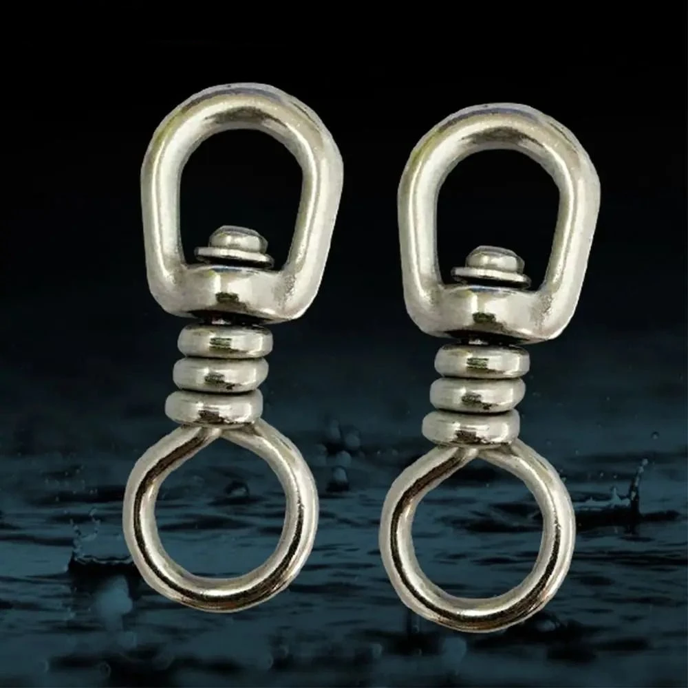 

304 Stainless Steel Fishing Connector Pin Snap Rolling Ball Bearing Fishing Swivels Rust-Proof Anti-shock Lure Line Connector